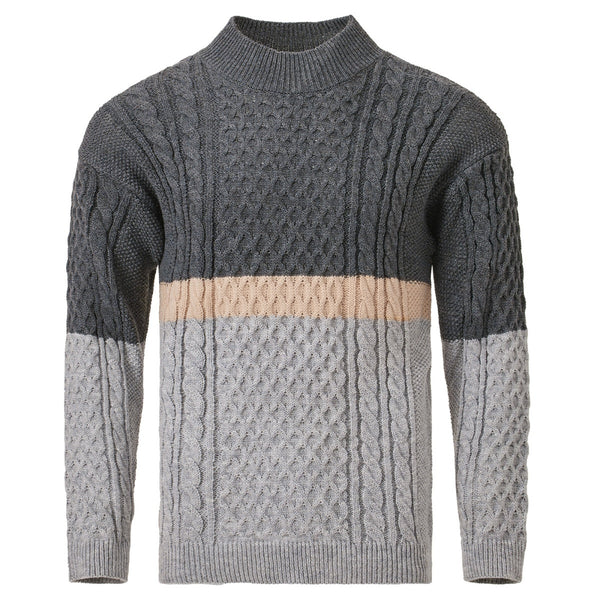 Men's Color Matching Casual Round Neck Sweater