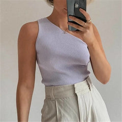 American Style Women's Summer Oblique Shoulder Vest
