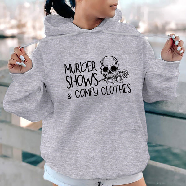 Casual Heel Wrapped Collar Fleece Letter-printing Printed Hoodie Loose