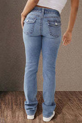 New Trendy Women's All-match High Waist Comfort Washed Slim Fit Denim