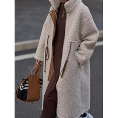 Women Lamb Wool Mid-length Coat