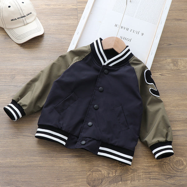 Handsome Boys Baseball Uniform Stand Collar Jacket