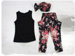 Little cute girls floral three-piece