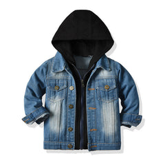 Children's Hooded Fashion Casual Two-piece Denim Jacket