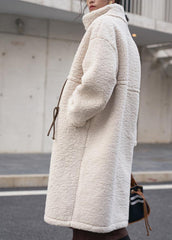 Women Lamb Wool Mid-length Coat