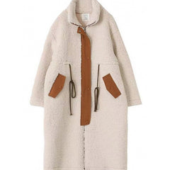 Women Lamb Wool Mid-length Coat