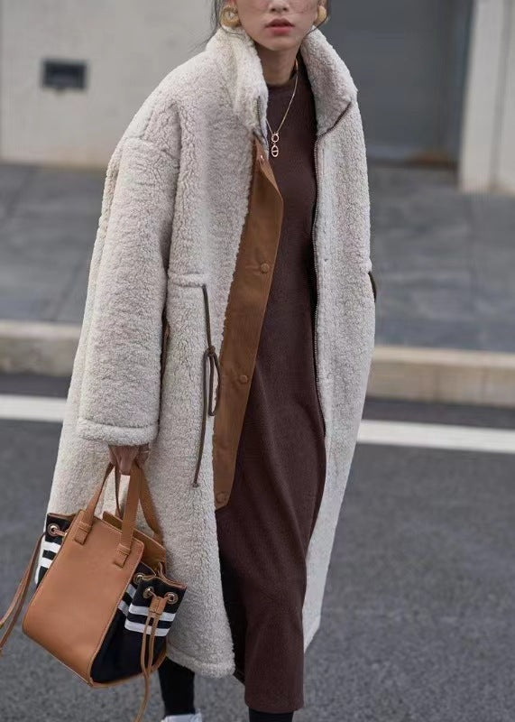 Women Lamb Wool Mid-length Coat