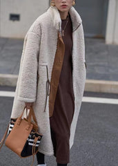 Women Lamb Wool Mid-length Coat