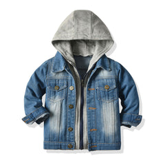 Children's Hooded Fashion Casual Two-piece Denim Jacket