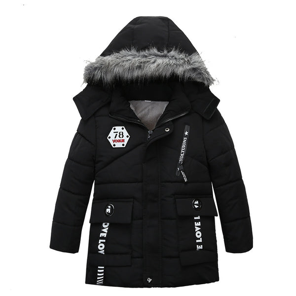 Boys Fashion Print Hooded Cotton Jacket