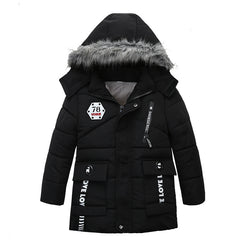 Boys Fashion Print Hooded Cotton Jacket