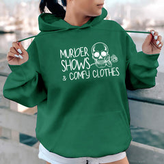 Casual Heel Wrapped Collar Fleece Letter-printing Printed Hoodie Loose
