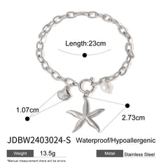 Stainless Steel Starfish Shell Conch Bracelet