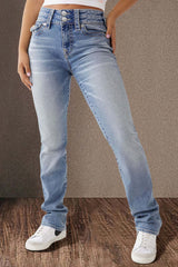 New Trendy Women's All-match High Waist Comfort Washed Slim Fit Denim