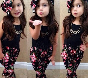 Little cute girls floral three-piece