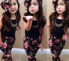 Little cute girls floral three-piece