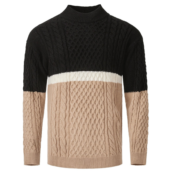 Men's Color Matching Casual Round Neck Sweater