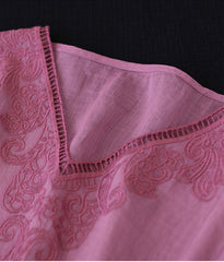 Women's Embroidered V-neck Short-sleeved T-shirt