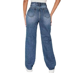 American Ripped Trendy Women's Jeans Straight