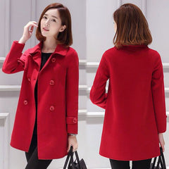 Woolen Women's Mid-length Slim Fit Overcoat
