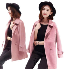 Woolen Women's Mid-length Slim Fit Overcoat