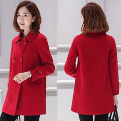 Woolen Women's Mid-length Slim Fit Overcoat