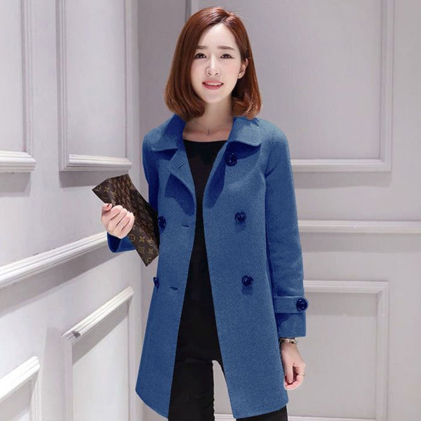 Woolen Women's Mid-length Slim Fit Overcoat
