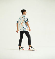 Tie & dye Baggy T-Shirt, 3/4 Sleeves and Crew Neck