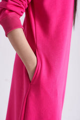 Long Crew Neck Fleece Shirt With Pockets