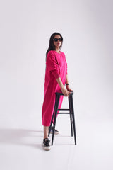 Long Crew Neck Fleece Shirt With Pockets