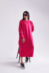 Long Crew Neck Fleece Shirt With Pockets