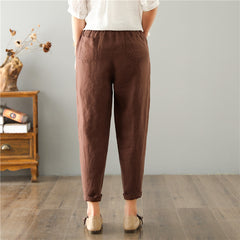 Women's Linen Leisure High Waist Loose Casual Pants