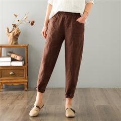 Women's Linen Leisure High Waist Loose Casual Pants