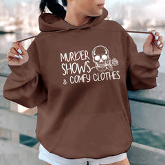 Casual Heel Wrapped Collar Fleece Letter-printing Printed Hoodie Loose
