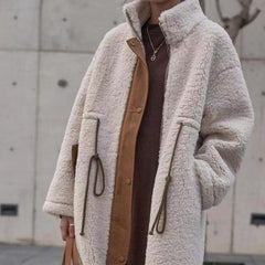 Women Lamb Wool Mid-length Coat